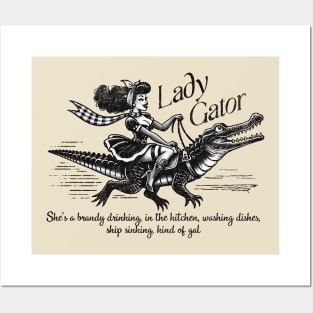 Retro Lady Gator Dwellers Posters and Art